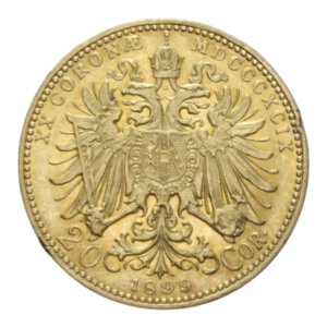 reverse: AUSTRIA FRANCESCO GIUSEPPE I 20 CORONA 1899 NC AU. 6,76 GR. qSPL/SPL-FDC (COLPETTO)