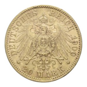 reverse: GERMANY PREUSSEN WILHELM II 20 MARK 1900 A AU. 7,96 GR. SPL (COLPETTO)