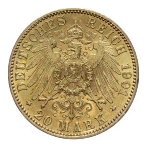 reverse: GERMANY PREUSSEN WILHELM II 20 MARK 1901 A AU. 7,97 GR. FDC (SEGNETTI AL D/)