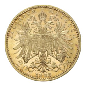 reverse: AUSTRIA FRANCESCO GIUSEPPE I 20 CORONA 1902 AU. 6,79 GR. SPL+/FDC