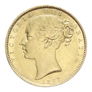 obverse: GREAT BRITAIN VICTORIA 1 SOVEREIGN 1862 AU. 8,01 GR. SPL
