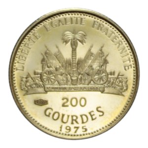 reverse: HAITI 200 GOURDES 1975 AU. 2,96 GR. PROOF
