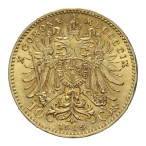 reverse: AUSTRIA FRANCESCO GIUSEPPE I 10 CORONA 1909 AU. 3,41 GR. SPL-FDC/qFDC