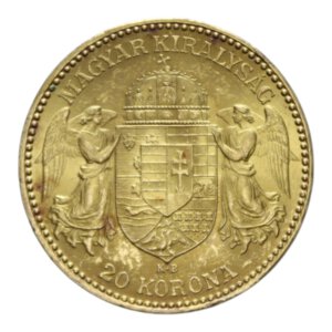 reverse: HUNGARY FRANCESCO GIUSEPPE I 20 KORONA 1893 AU. 6,79 GR. FDC (LEGGERI SEGNETTI)