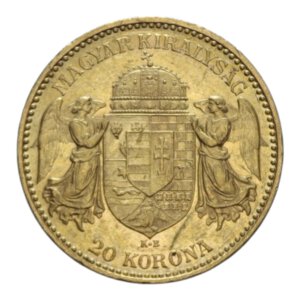 reverse: HUNGARY FRANCESCO GIUSEPPE I 20 KORONA 1898 AU. 6,78 GR. BB-SPL