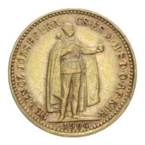 obverse: HUNGARY FRANCESCO GIUSEPPE I 10 KORONA 1904 AU. 3,39 GR. qSPL