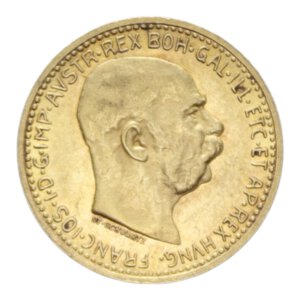 obverse: AUSTRIA FRANCESCO GIUSEPPE I 10 CORONA 1911 AU. 3,39 GR. SPL/SPL-FDC