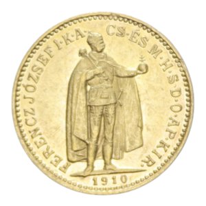 obverse: HUNGARY FRANCESCO GIUSEPPE I 10 KORONA 1910 AU. 3,40 GR. SPL