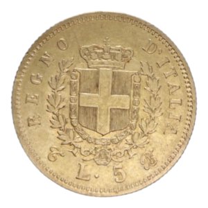 reverse: ITALY VITT. EMANUELE II (1861-1878) 5 LIRE 1863 TORINO AU. 1,62 GR. BB+