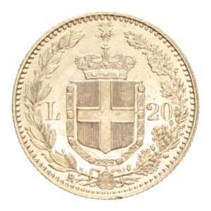 reverse: ITALY UMBERTO I (1878-1900) 20 LIRE 1897 ROMA R AU. 6,46 GR. qFDC