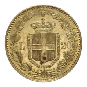 reverse: ITALY UMBERTO I (1878-1900) 20 LIRE 1897 ROMA R AU. 6,49 GR. SPL-FDC