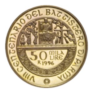 reverse: ITALY 50000 LIRE 1996 BATTISTERO DI PARMA AU. 7,49 GR. PROOF