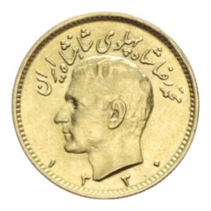 obverse: IRAN 1/2 PAHLAVI 1330 (1951) AU. 4,07 GR. qFDC (SEGNI AL D/)