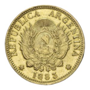 reverse: ARGENTINA 5 PESOS 1883 AU. 8,02 GR. BB-SPL