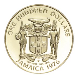 reverse: JAMAICA 100 DOLLARS 1976 AU. 7,93 GR. PROOF
