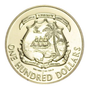 reverse: LIBERIA 100 DOLLARS 1977 AU. 11,12 GR. PROOF (SEGNETTI)