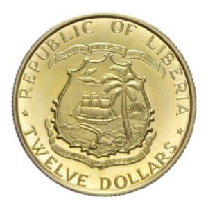 reverse: LIBERIA 12 DOLLARS 1965 AU. 6,02 GR. PROOF