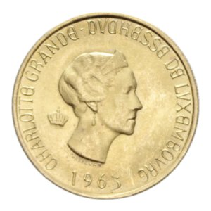 obverse: LUXEMBOURG CHARLOTTE 20 FRANCS 1963 AU. 6,48 GR. FDC