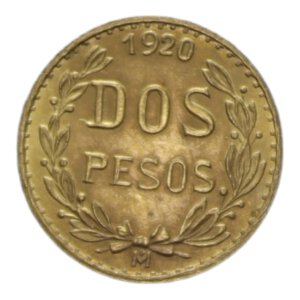reverse: MEXICO 2 PESOS 1920 AU. 1,71 GR. qFDC