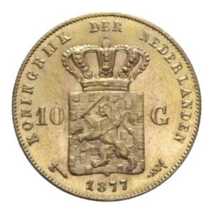 reverse: NETHERLANDS WILLEM 10 GULDEN 1877 AU. 6,74 GR. qFDC