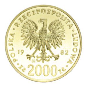 reverse: POLAND 2000 ZLOTYS 1982 POPE AU. 6,79 GR. PROOF (SEGNETTI)