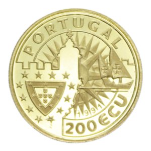 reverse: PORTUGAL 200 ECU 1991 AU. 8,41 GR. PROOF (SEGNETTI AL BORDO)