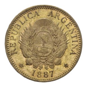 reverse: ARGENTINA 5 PESOS 1887 AU. 8,03 GR. qSPL