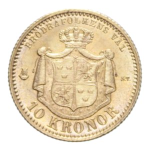 reverse: SWEDEN OSCAR II 10 KRONOR 1874 AU. 4,50 GR. FDC