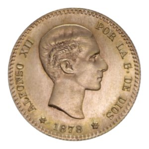 obverse: SPAIN ALFONSO XII 10 PESETAS 1878 AU. 3,26 GR. FDC
