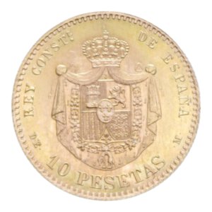 reverse: SPAIN ALFONSO XII 10 PESETAS 1878 AU. 3,26 GR. FDC