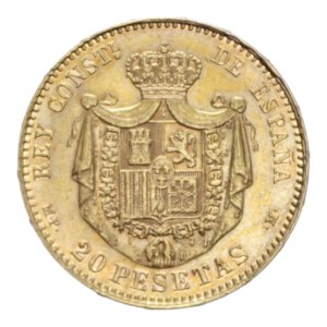 reverse: SPAIN ALFONSO XIII 20 PESETAS 1890 AU. 6,44 GR. SPL/SPL+