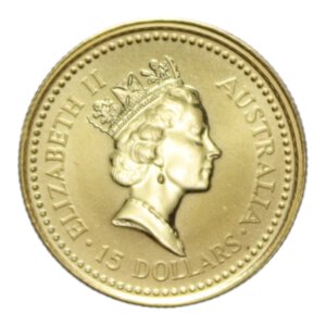 obverse: AUSTRALIA ELISABETTA II 15 DOLLARS 1990 CANGURO AU. 3,15 GR. PROOF