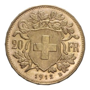 reverse: SWISS 20 FRANCS 1912 B AU. 6,46 GR. SPL-FDC (SEGNETTI)