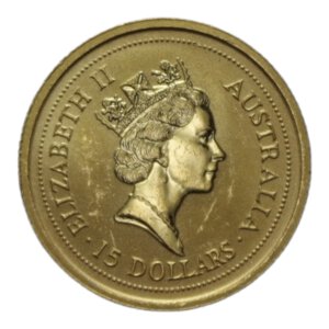 obverse: AUSTRALIA ELISABETTA II 15 DOLLARS 1996 CANGURO AU. 3,15 GR. PROOF