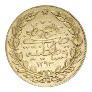 reverse: TURKEY OTTOMAN EMPIRE ABDUL HAMID II  (1885-1908) 100 KURUS 1293 (1903) AU. 7,18 GR. SPL