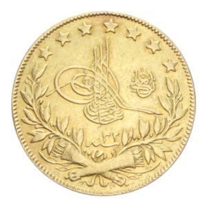 obverse: TURKEY OTTOMAN EMPIRE ABDUL HAMID II  (1885-1908) 100 KURUS 1293 (1906) AU. 7,17 GR. qSPL