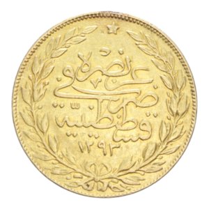 reverse: TURKEY OTTOMAN EMPIRE ABDUL HAMID II  (1885-1908) 100 KURUS 1293 (1906) AU. 7,17 GR. qSPL