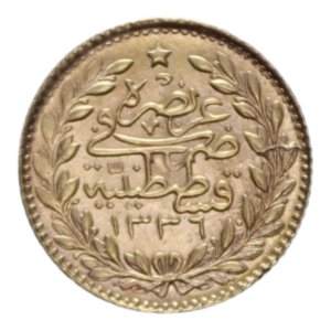 reverse: TURKEY OTTOMAN EMPIRE MEHMED V (1909-1914) 25 KURUS 1327 (1909) AU. 1,84 GR. SPL-FDC