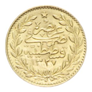 reverse: TURKEY OTTOMAN EMPIRE MEHMED V (1909-1914) 25 KURUS 1327 (1912) AU. 1,87 GR. FDC