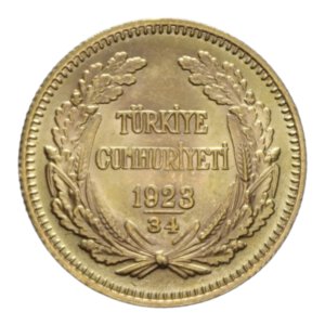 reverse: TURKEY REPUBLIC 100 KURUS 1923/34 AU. 7,25 GR. FDC (LEGGERI SEGNETTI)