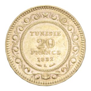 reverse: TUNISIA 20 FRANCS 1892 A AU. 6,43 GR. BB-SPL