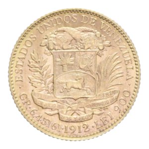 reverse: VENEZUELA 20 BOLIVARES 1912 AU. 6,45 GR. FDC