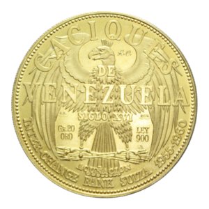 reverse: VENEZUELA MEDAL CARACAS - CACIQUES DE VENEZUELA - GUAICAIPURO AU. 20,01 GR. FDC/PROOF (SEGNETTI)
