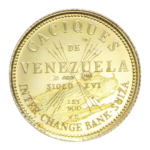 reverse: VENEZUELA MEDAL CARACAS - CACIQUES DE VENEZUELA - PARAMACOMI AU. 1,54 GR. FDC/PROOF (SEGNETTI)