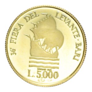 reverse: MEDAL ITALY 5000 LIRE FIERA DEL LEVANTE AU. 3,05 GR. PROOF