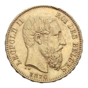 obverse: BELGIUM LEOPOLD II 20 FRANCS 1870 AU. 6,44 GR. SPL 