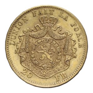 reverse: BELGIUM LEOPOLD II 20 FRANCS 1871 AU. 6,45 GR. SPL 