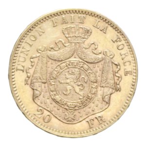 reverse: BELGIUM LEOPOLD II 20 FRANCS 1874 AU. 6,43 GR. SPL +