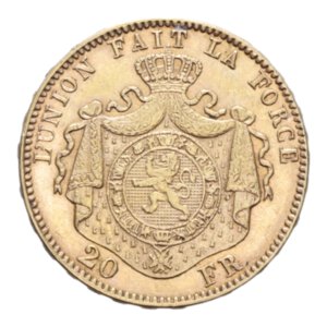 reverse: BELGIUM LEOPOLD II 20 FRANCS 1878 AU. 6,44 GR. qSPL