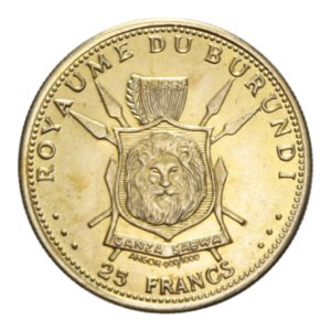 reverse: BURUNDI MWAAMBUTSA IV 25 FRANCS 1965 AU. 7,58 GR. FDC/PROOF